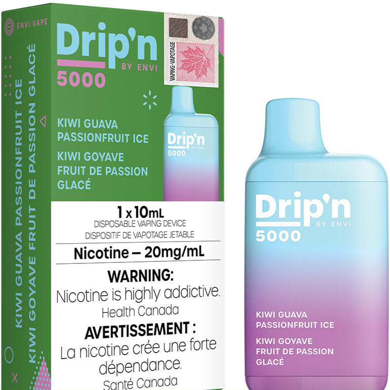Drip'n by Envi vaping device packaging with product and warning label.