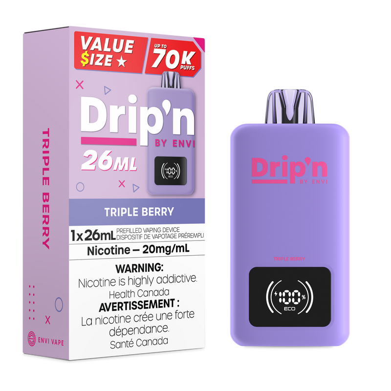 Dripn by Envi 70k Disposable Vape - 70K Puffs - 26ml Triple Berry