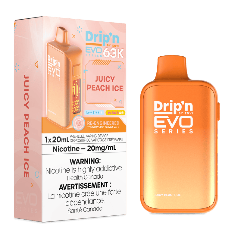 Dripn By Envi Evo 63K Disposable Vape - 63K Puffs - 20mg - 20mL Juicy Peach Ice