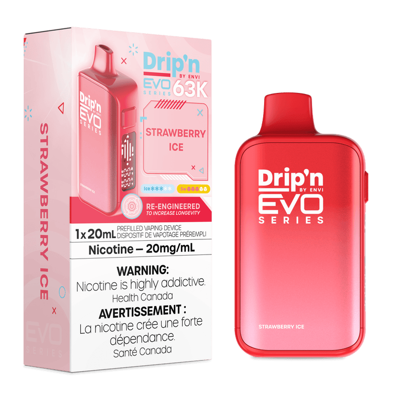 Dripn By Envi Evo 63K Disposable Vape - 63K Puffs - 20mg - 20mL Strawberry Ice