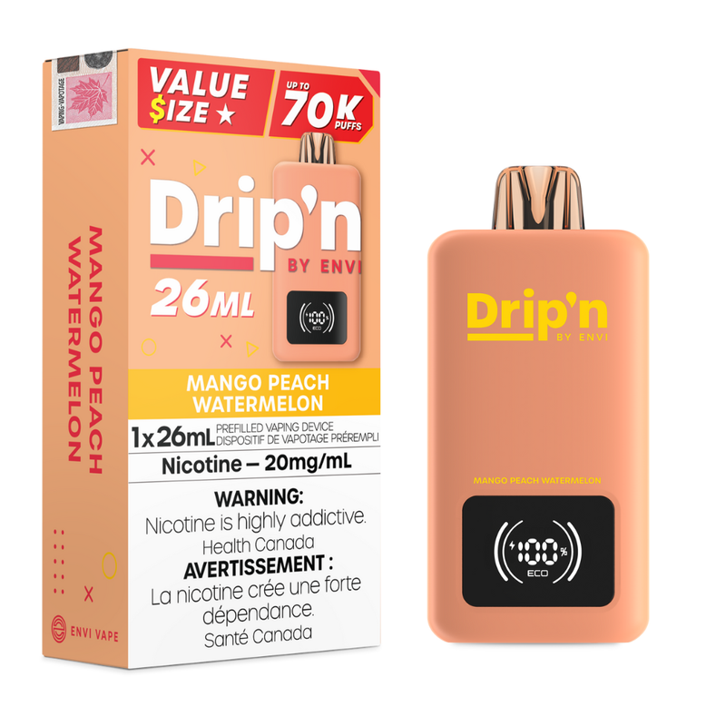 Dripn by Envi 70k Disposable Vape - 70K Puffs - 26ml Mango Peach