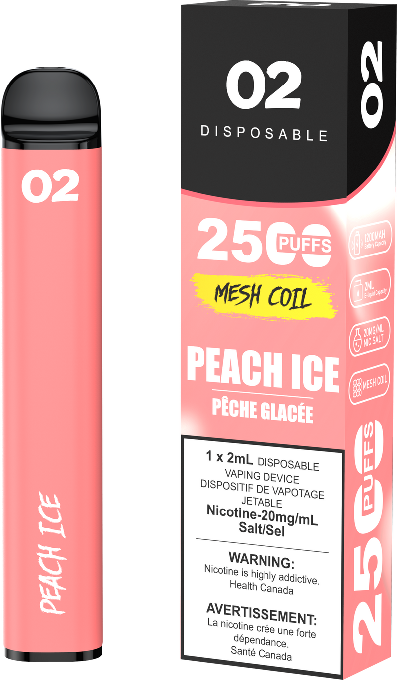 O2 Disposable Vape - 2500 Puffs - 2mL