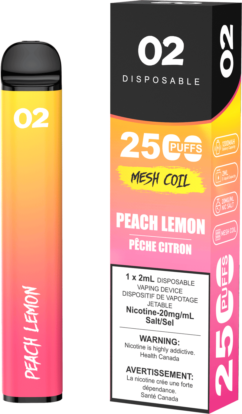 O2 Disposable Vape - 2500 Puffs - 2mL