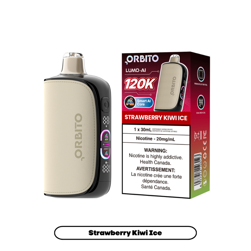 Orbito Lumo AI 120K disposable vape, Strawberry Kiwi Ice