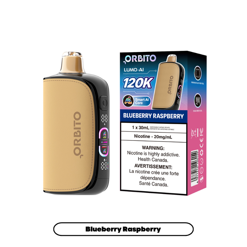 Orbito Lumo AI 120K disposable vape, Blueberry Raspberry