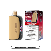 Orbito Lumo AI 120K disposable vape, Peach Blueberry Raspberry