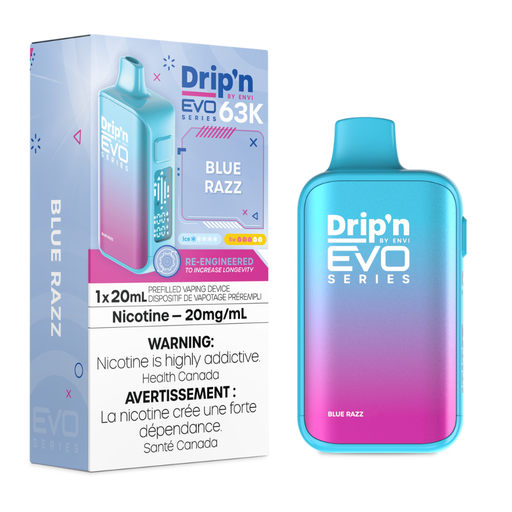 Dripn By Envi Evo 63K Disposable Vape - 63K Puffs - 20mg - 20mL Blue razz