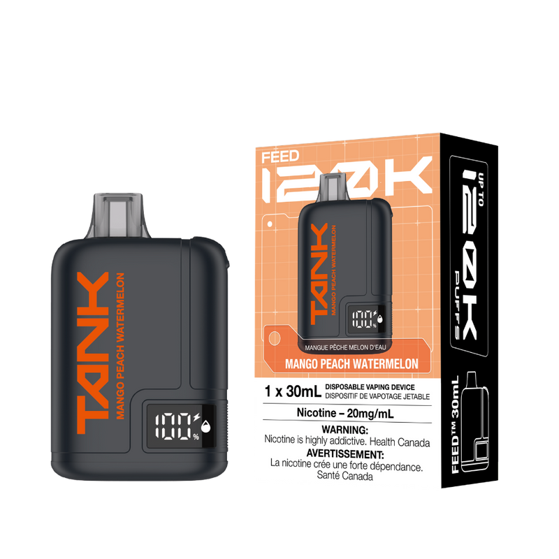FEED Tank 120K disposable vape, Mango Peach Watermelon
