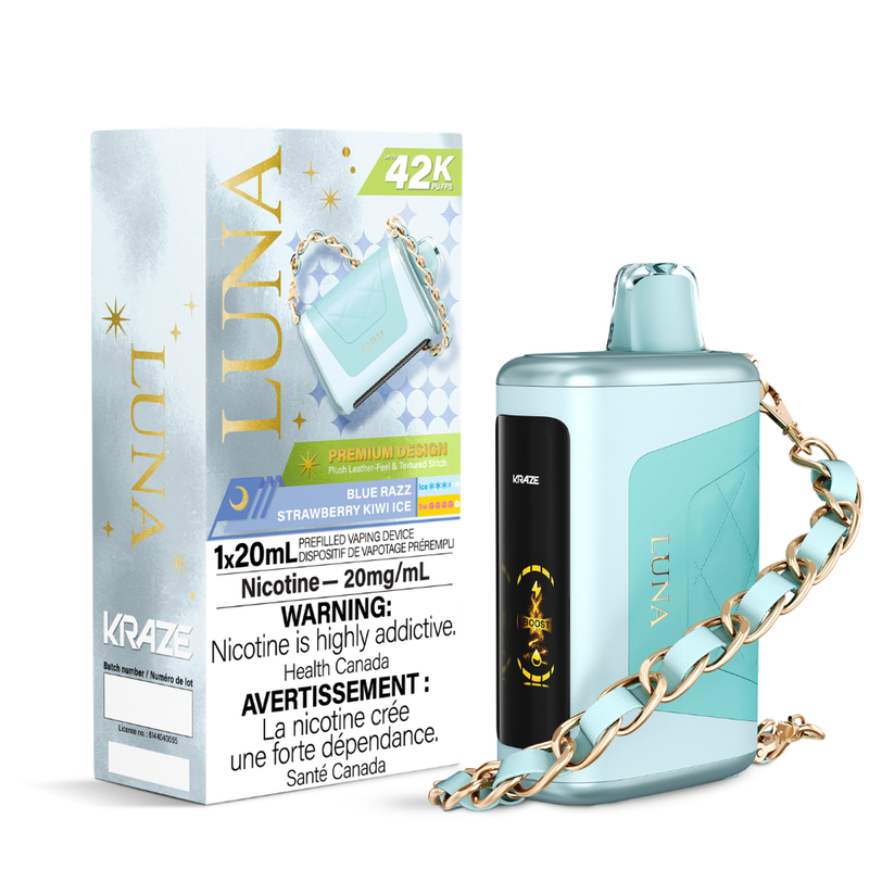 Kraze Luna Disposable Vape - 42k Puffs - 20ml Blue Razz Strawberry Kiwi Ice