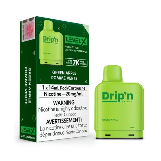 Drip'n - Green Apple 7000 Puffs Level X Pods