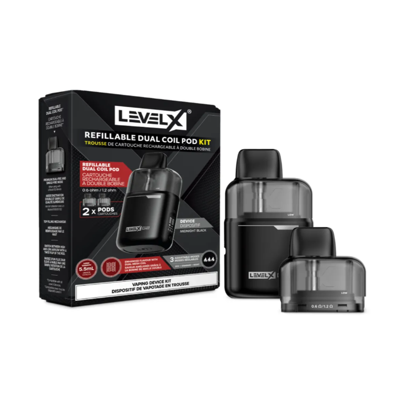 Level X Refillable Pod Kit - Midnight Black G2 Base + 2 x 5.5mL Refillable Pods