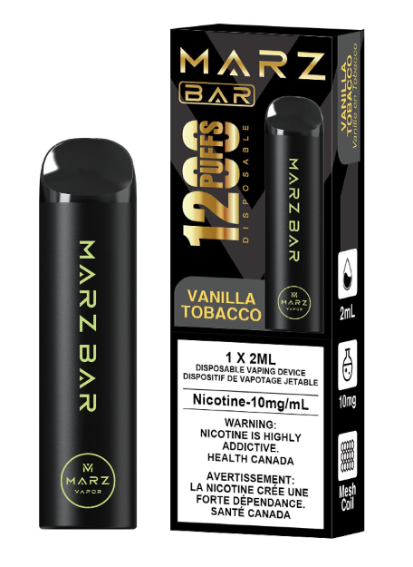 Marz Bar 1200 10mg disposable vape, Vanilla Tobacco